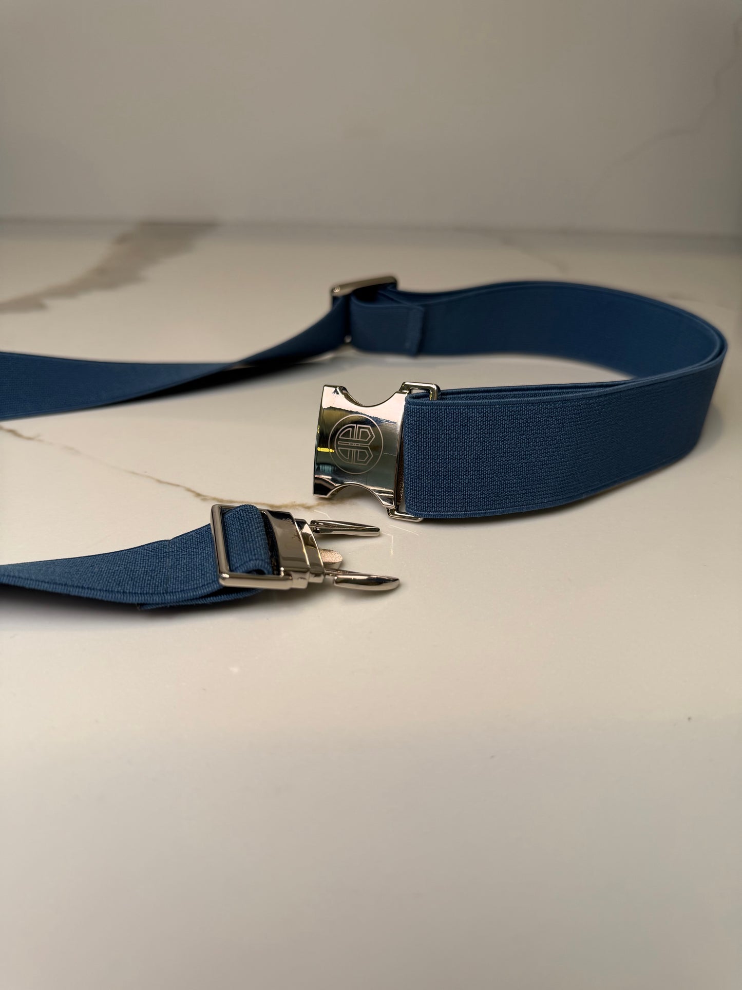 Elastic Sports Belt Dusky Blue/Silver