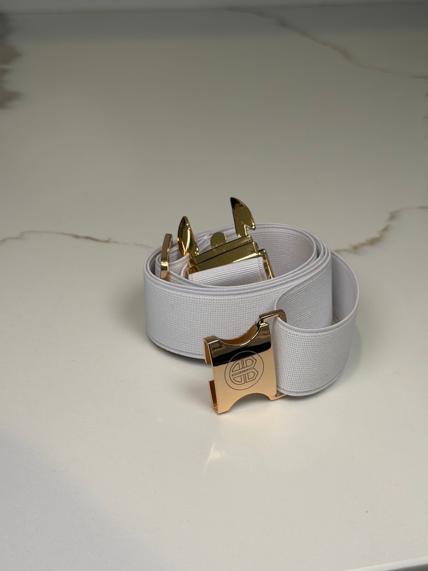 Elastic Sports Belt - White/Gold